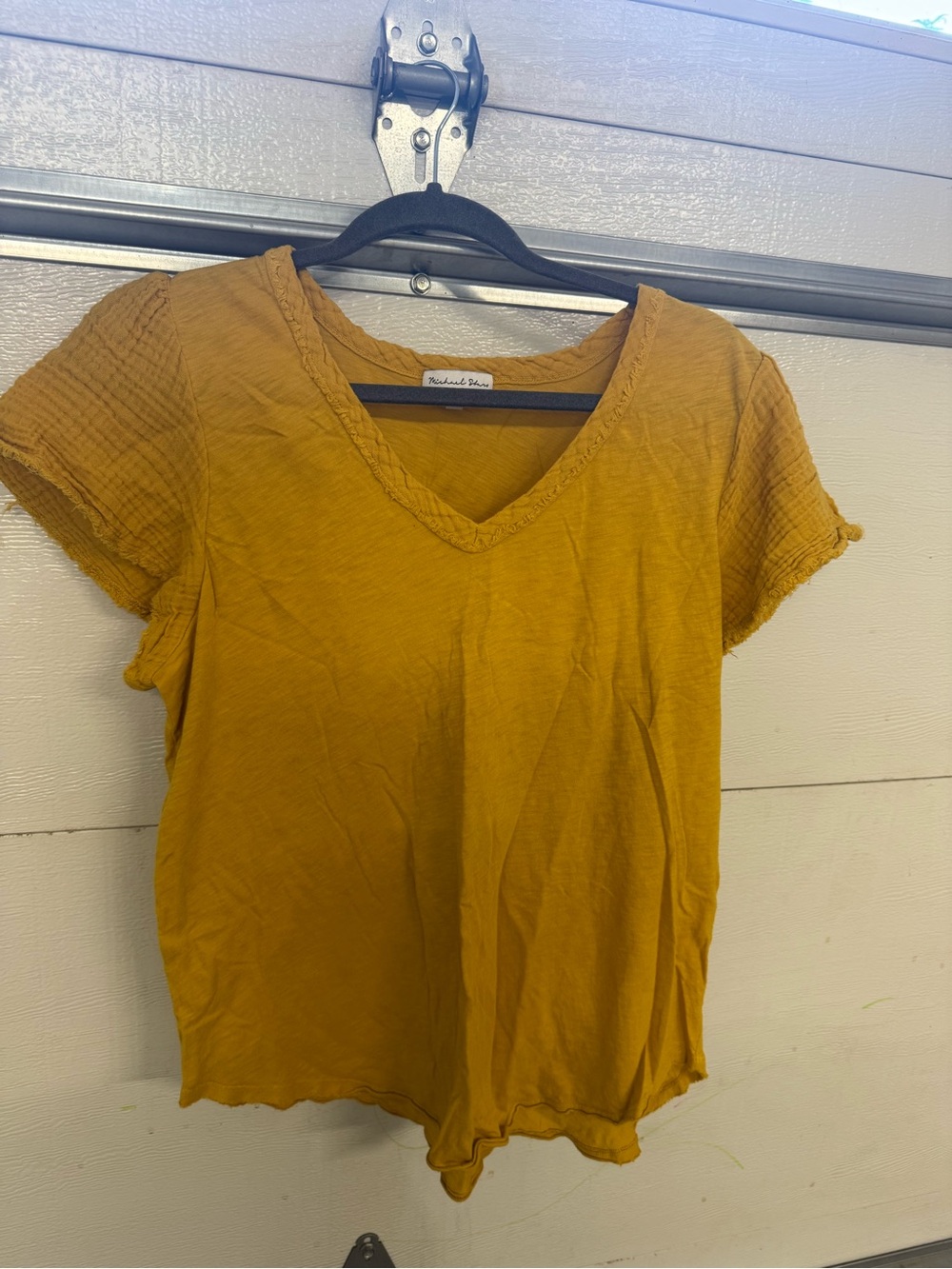 Michael Stars Mustard Short Sleeve V-Neck Tee